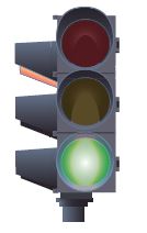 Illustration of a traffic signal with the green light on.