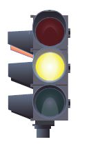 Illustration of a traffic signal with the yellow light on.