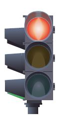 Illustration of a traffic signal with the red light on.